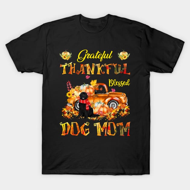 Newfoundland Dog Pumpkin Thankful Grateful Blessed Dog Mom T-Shirt by Benko Clarence